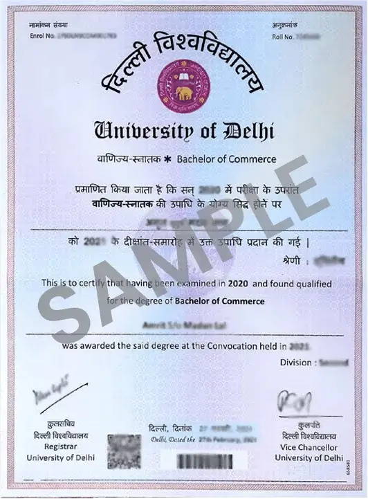 DU SOL sample degree certificate